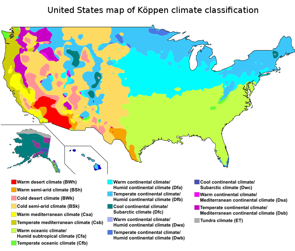 From Raindrops To Records The Difference Between Weather And Climate US Map Koppen Climate Areas 